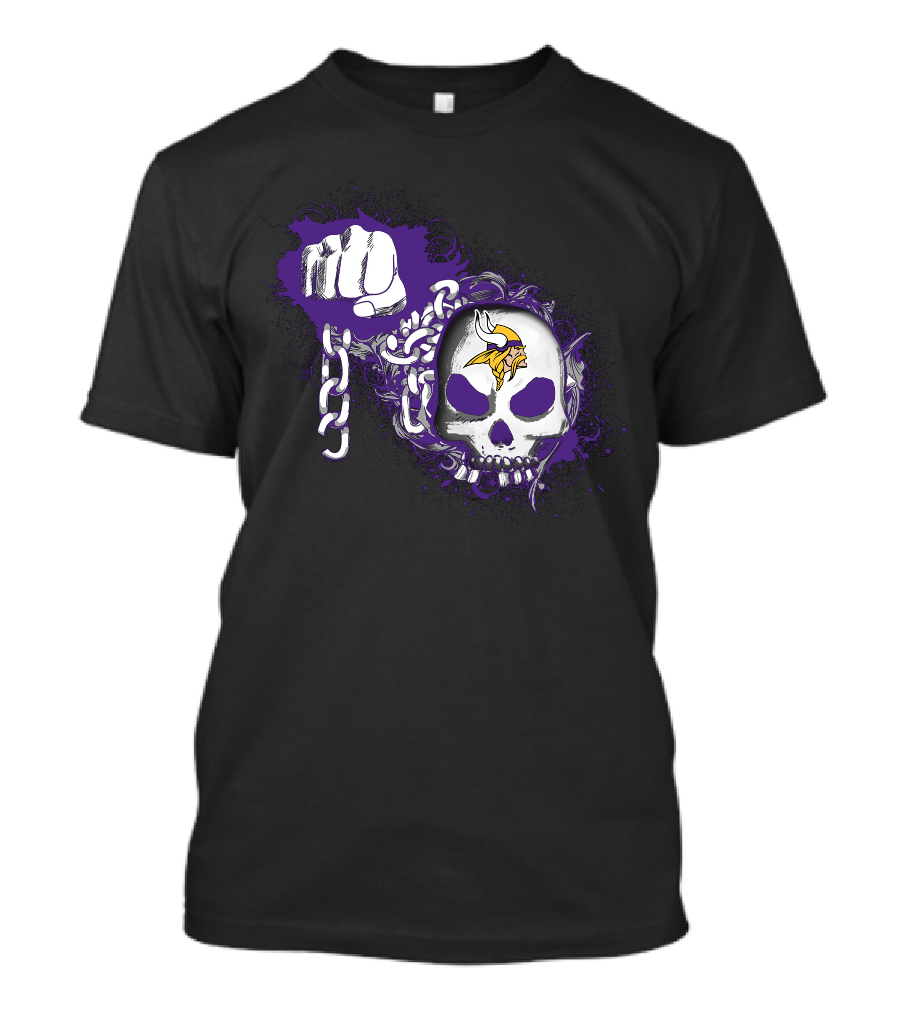 Minnesota Vikings Skull And Chains Fist T-Shirt