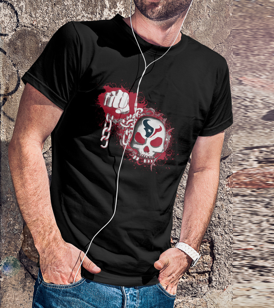 Houston Texans Skull Chains Fist T-Shirt