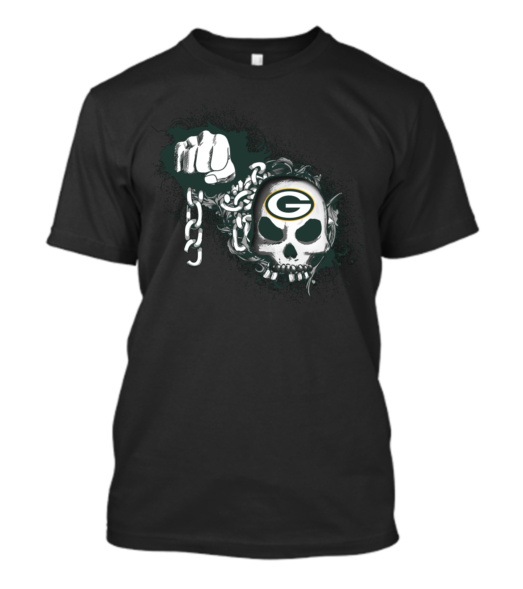 Green Bay Packers Skull And Chain Fist T-Shirt