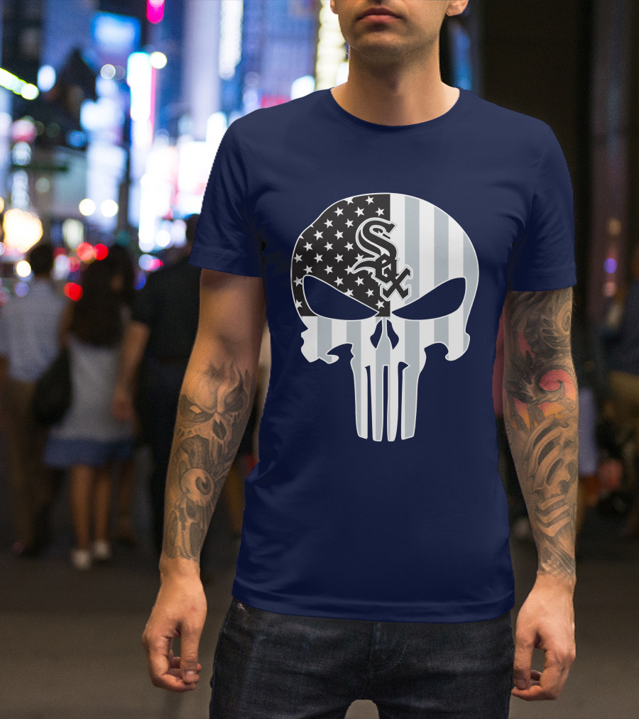 Chicago White Sox American Flag Punisher Skull T-Shirt