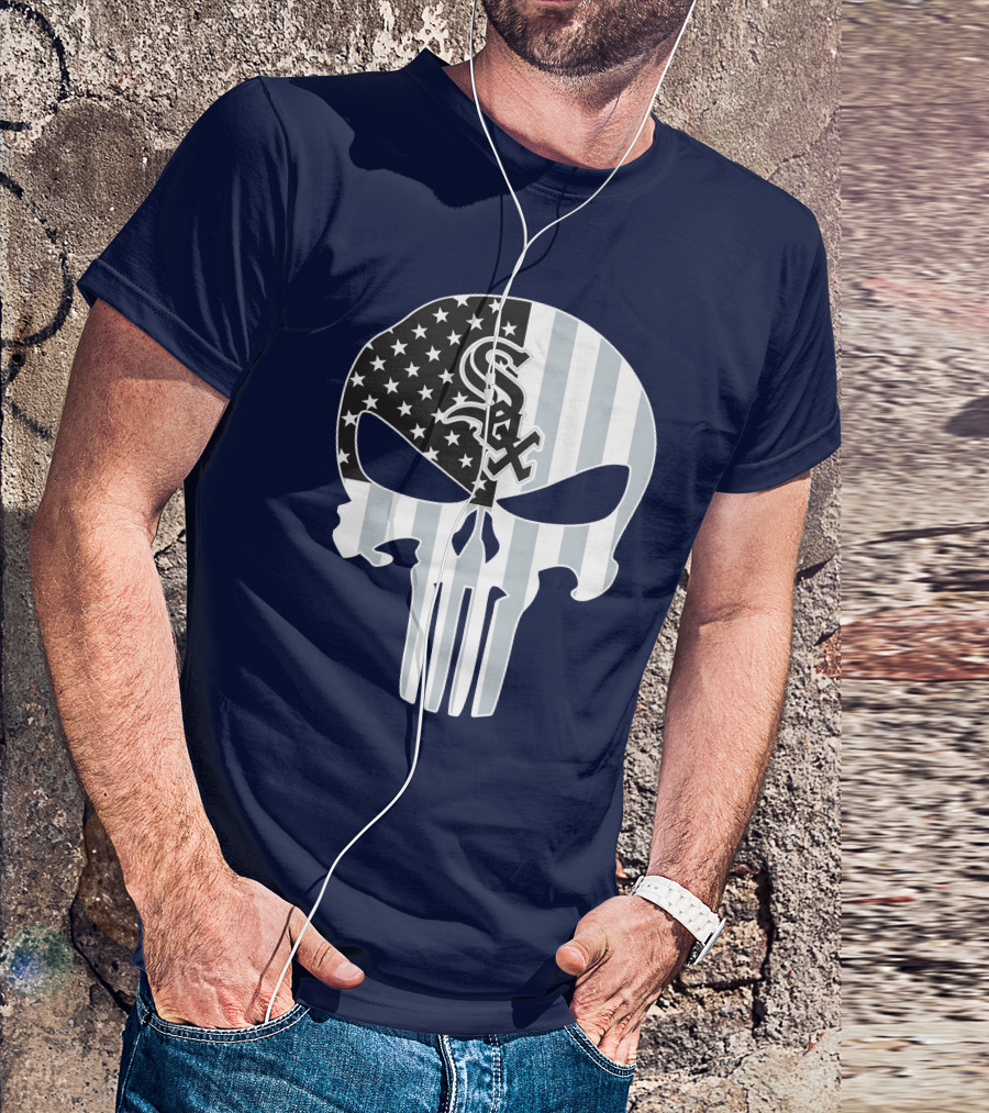 Chicago White Sox American Flag Punisher Skull T-Shirt