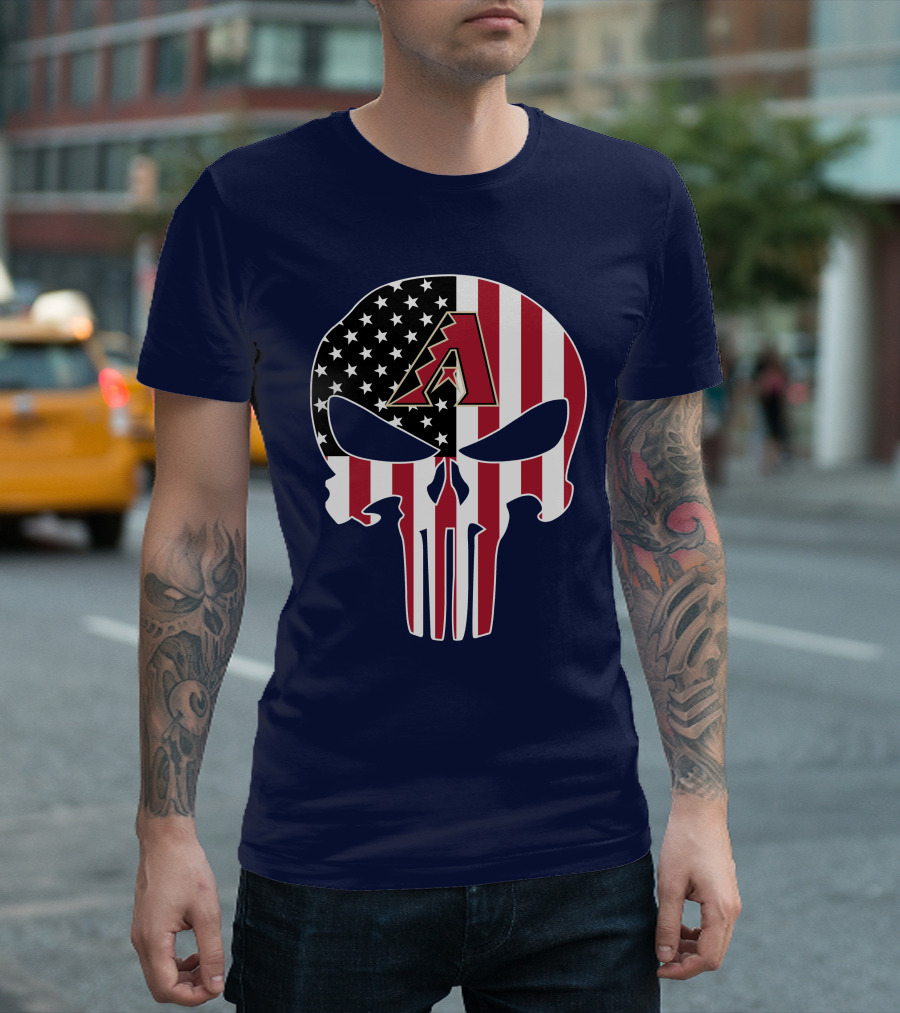 Arizona Diamondbacks Punisher American Flag Skull T-Shirt