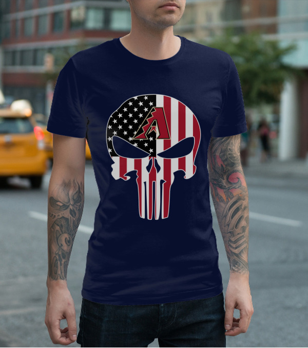 Arizona Diamondbacks Punisher American Flag Skull T-Shirt