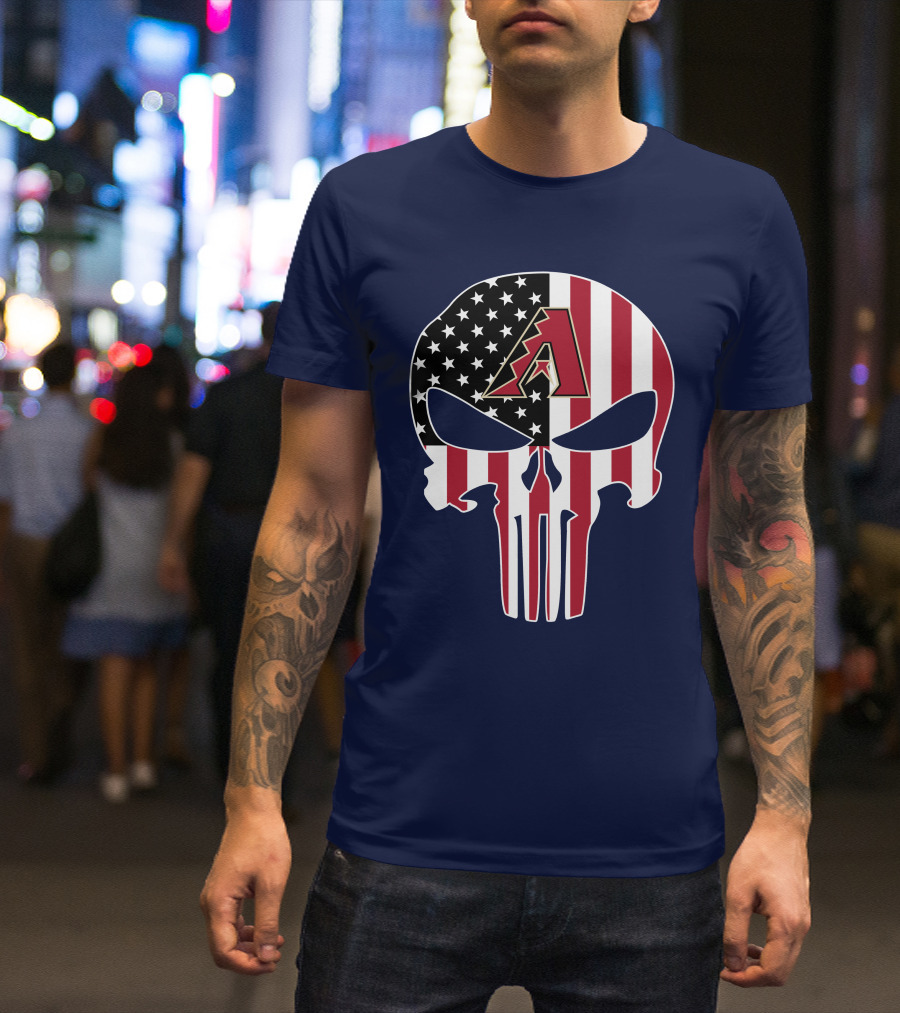 Arizona Diamondbacks Punisher American Flag Skull T-Shirt
