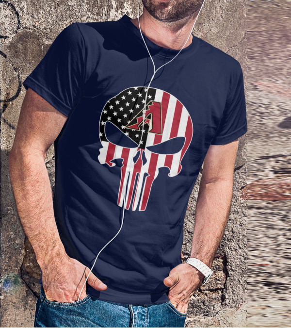 Arizona Diamondbacks Punisher American Flag Skull T-Shirt