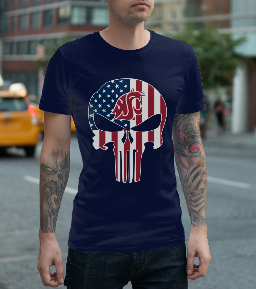 Washington State Cougars Punisher American Flag T-Shirt
