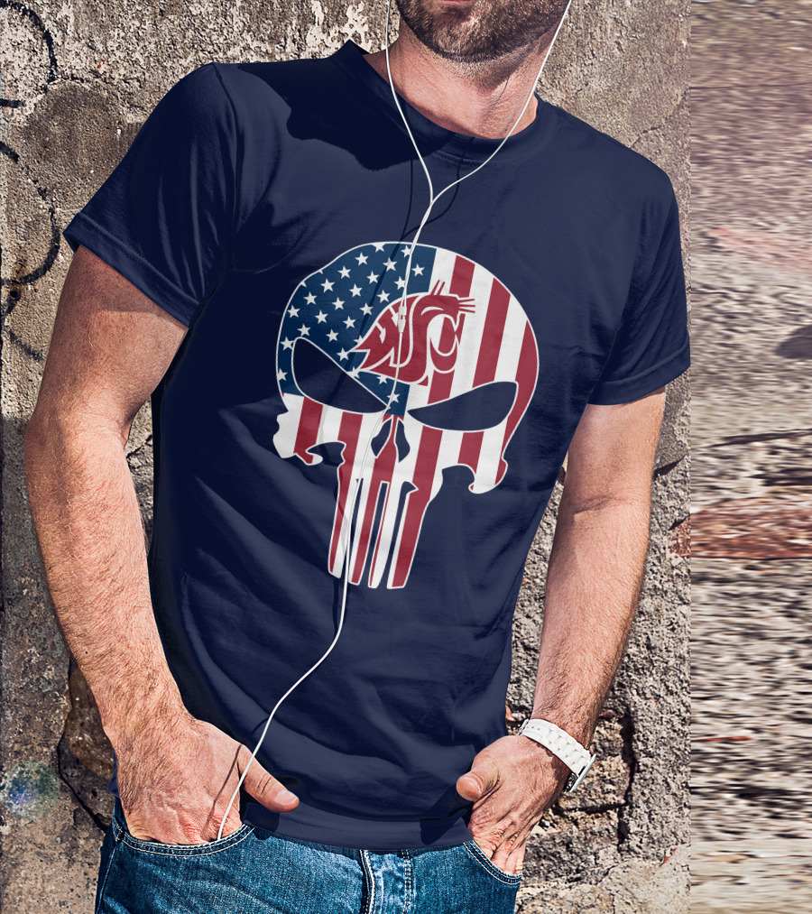 Washington State Cougars Punisher American Flag T-Shirt