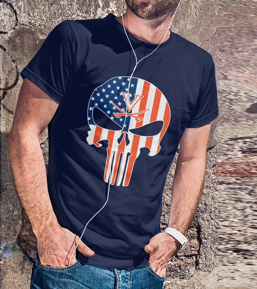 Virginia Cavaliers The Punisher American Flag T-Shirt