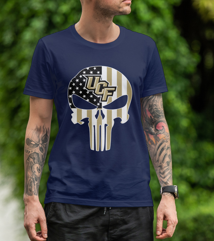 Ucf Knights The Punisher Skull With American Flag T-Shirt