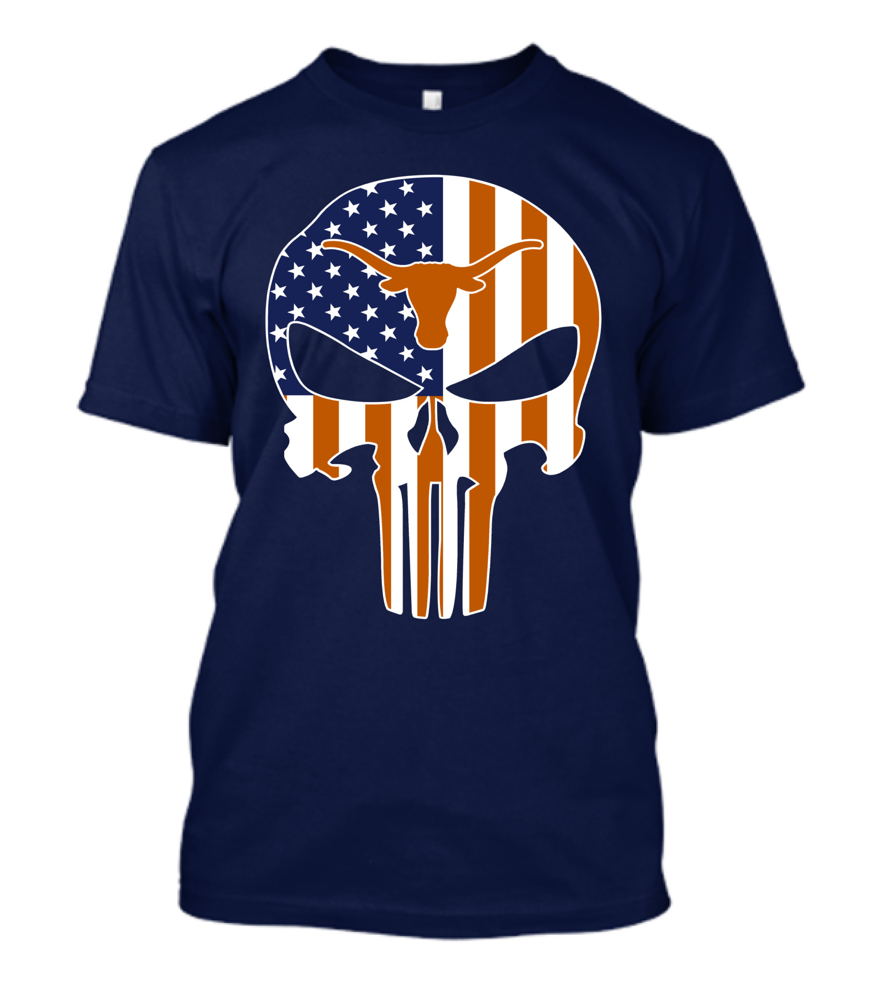 Texas Longhorns The Punisher American Flag Skull T-Shirt