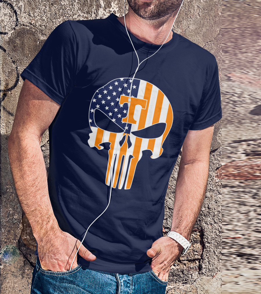 Tennessee Volunteers The Punisher American Flag Skull Icon T T-Shirt