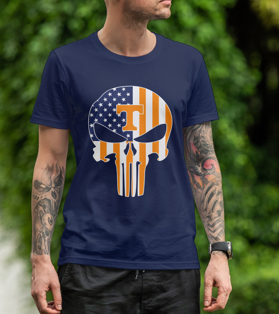 Tennessee Volunteers The Punisher American Flag Skull Icon T T-Shirt