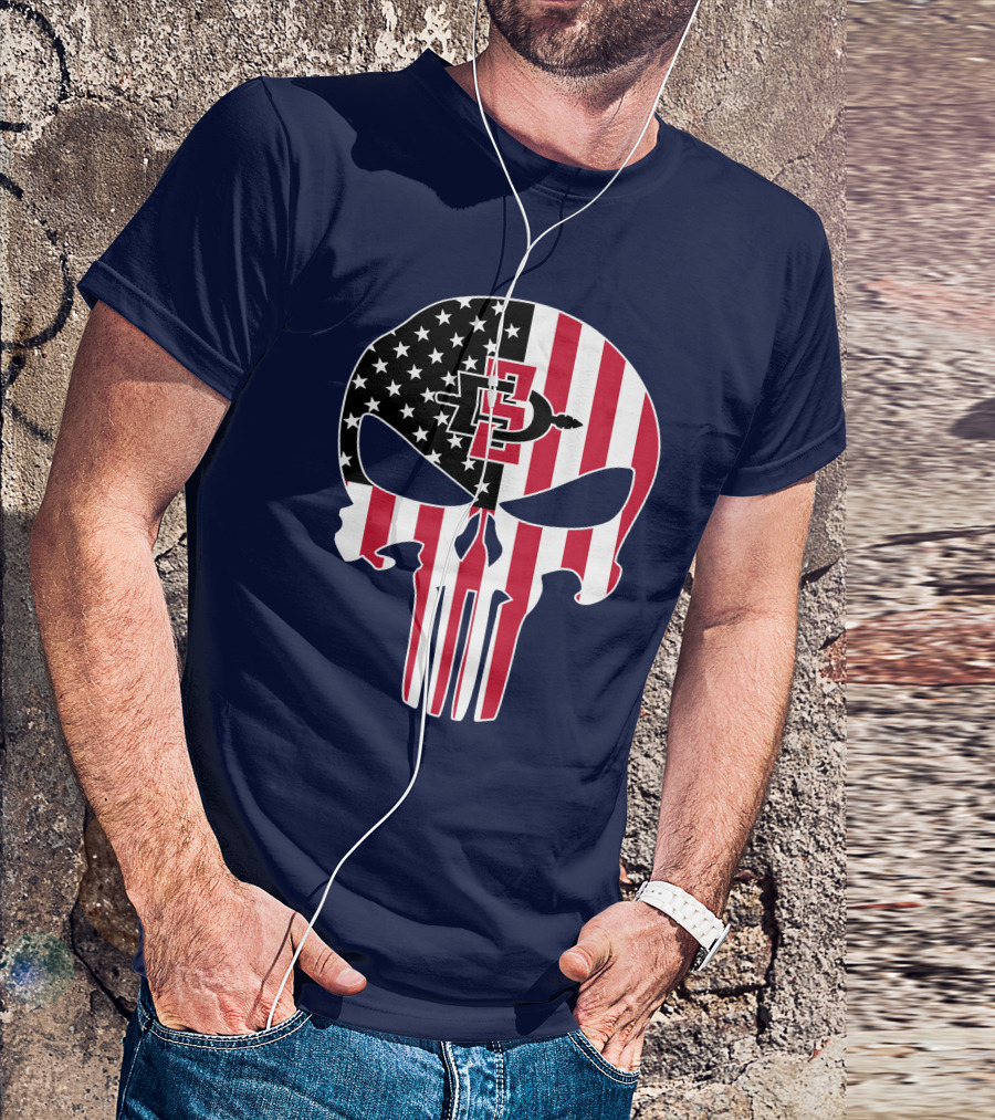 American Flag Skull San Diego State Aztecs 27 The Punisher T-Shirt