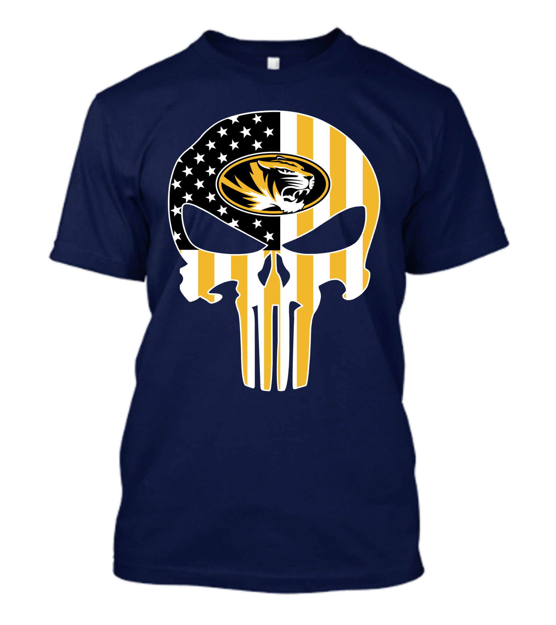 Missouri Tigers American Flag Punisher Skull T-Shirt