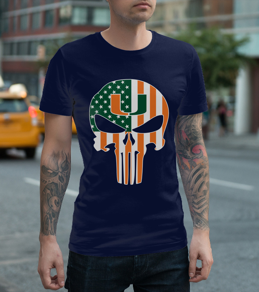 Miami Hurricanes American Flag U The Punisher T-Shirt
