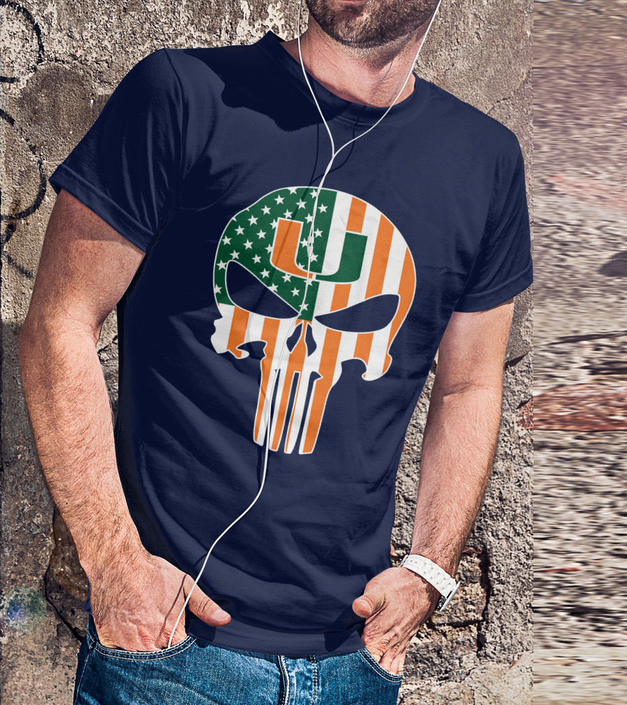 Miami Hurricanes American Flag U The Punisher T-Shirt