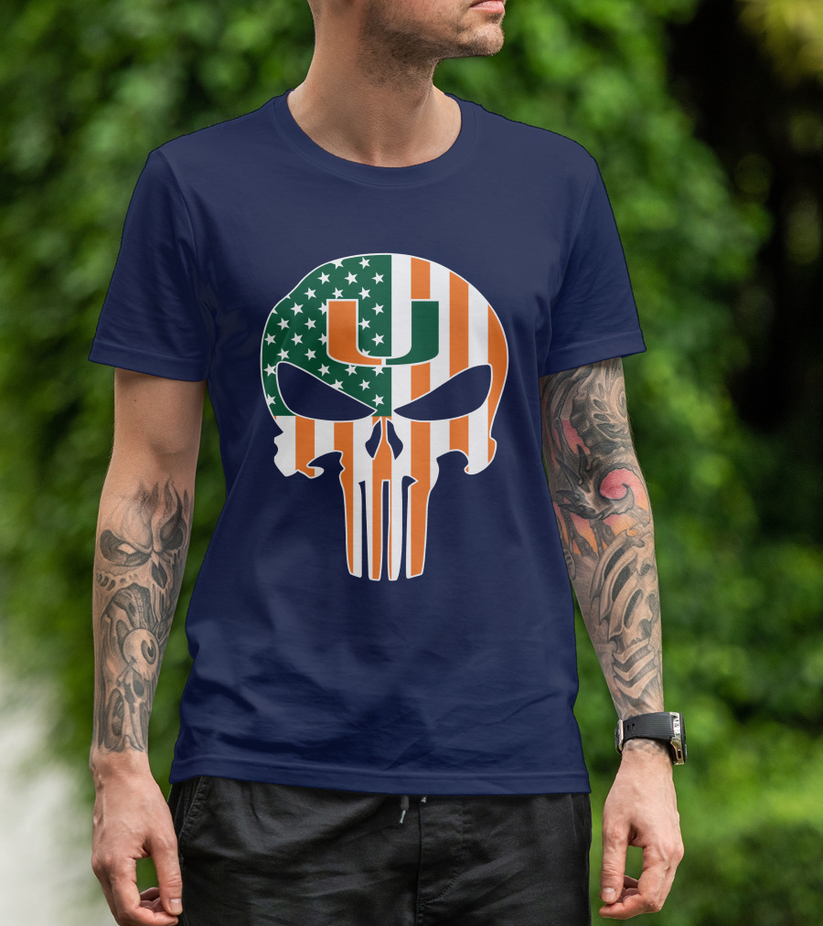 Miami Hurricanes American Flag U The Punisher T-Shirt