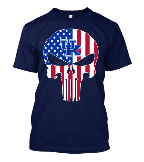 Kentucky Wildcats The Punisher American Flag Skull T-Shirt