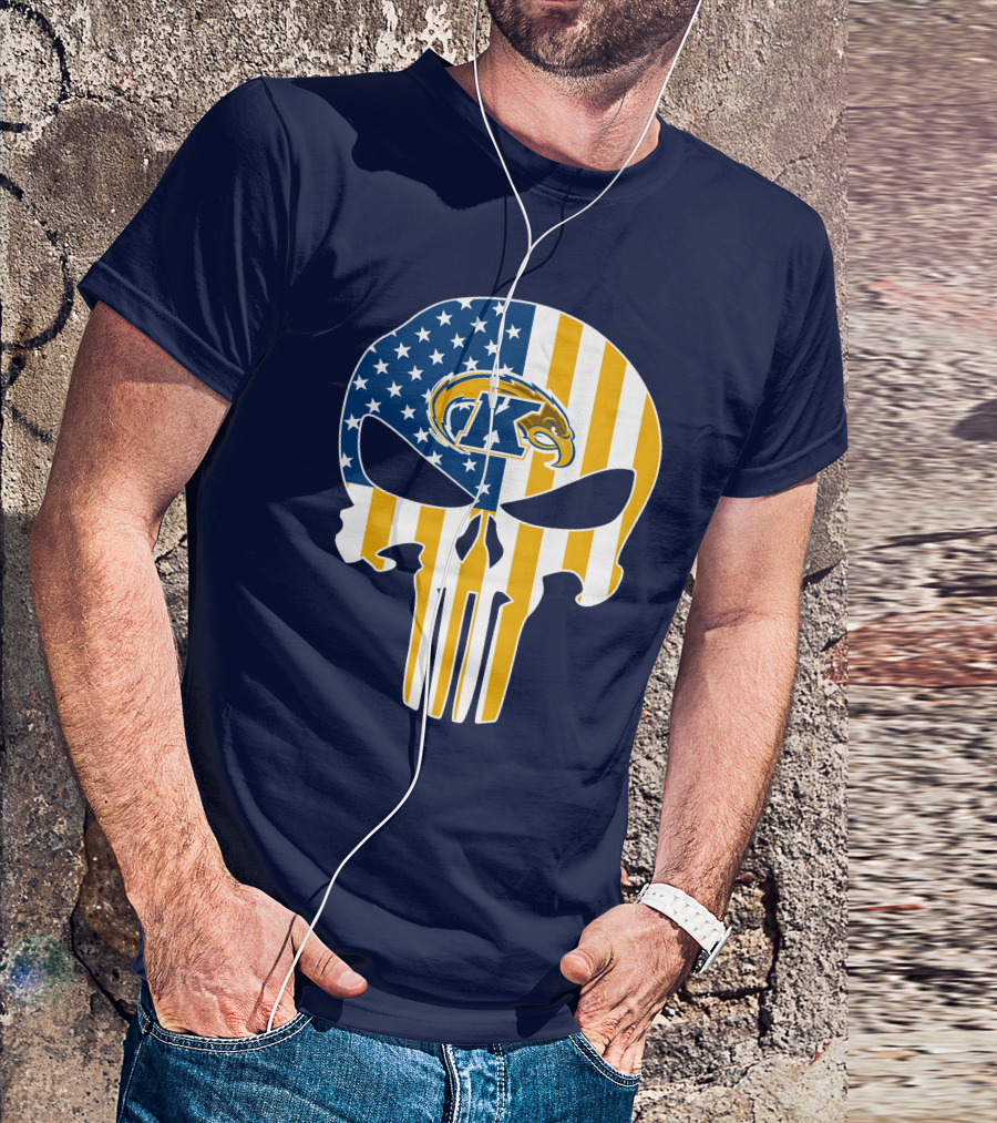 Kent State Golden Flashes Punisher Skull American Flag T-Shirt