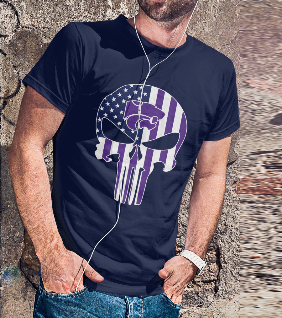 Kansas State Wildcats American Flag Punisher T-Shirt