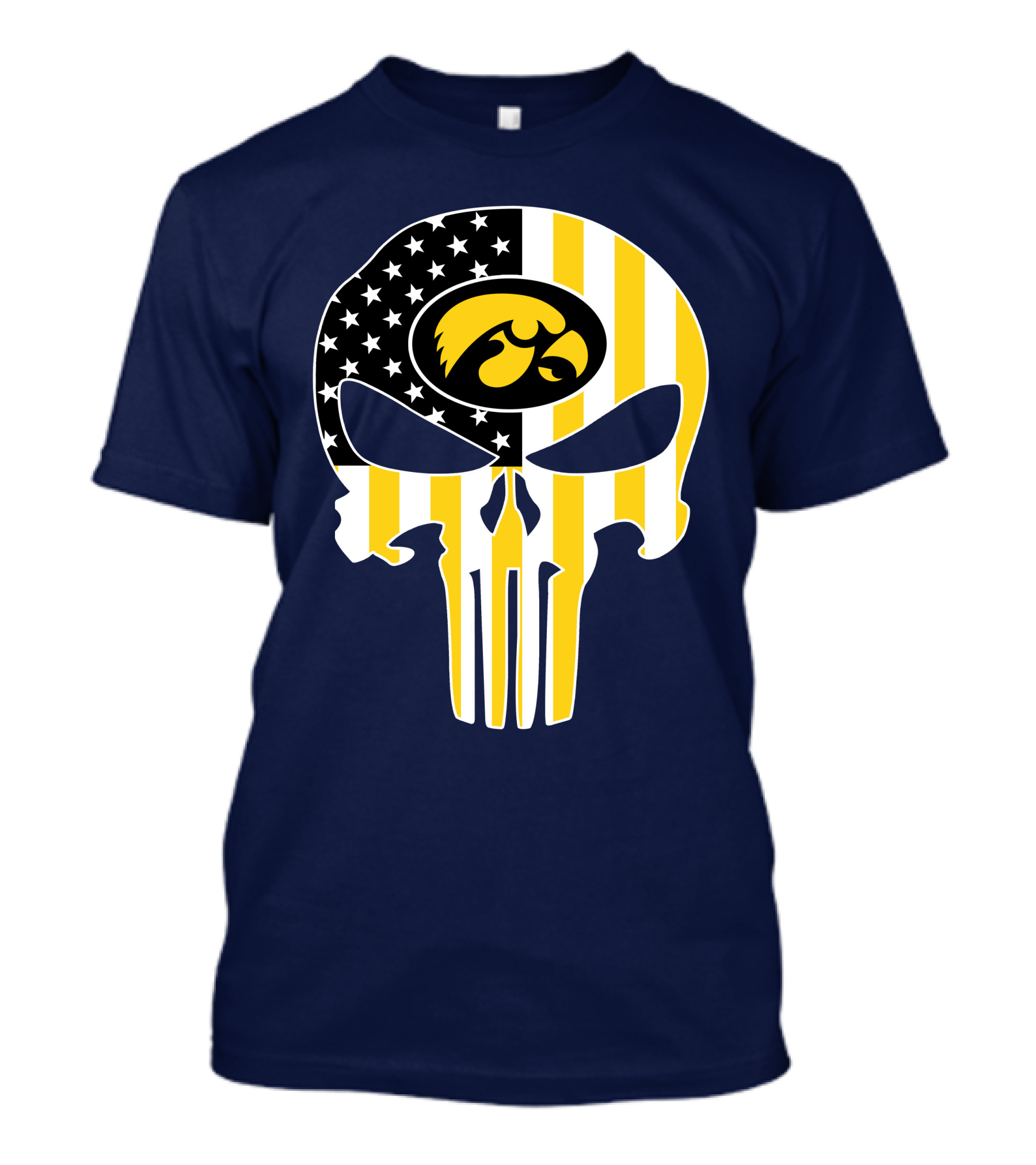 Iowa Hawkeyes The Punisher American Flag Skull T-Shirt