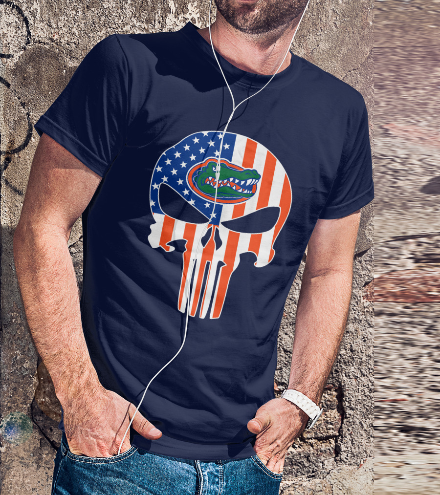 Florida Gators The Punisher American Flag Skull T-Shirt