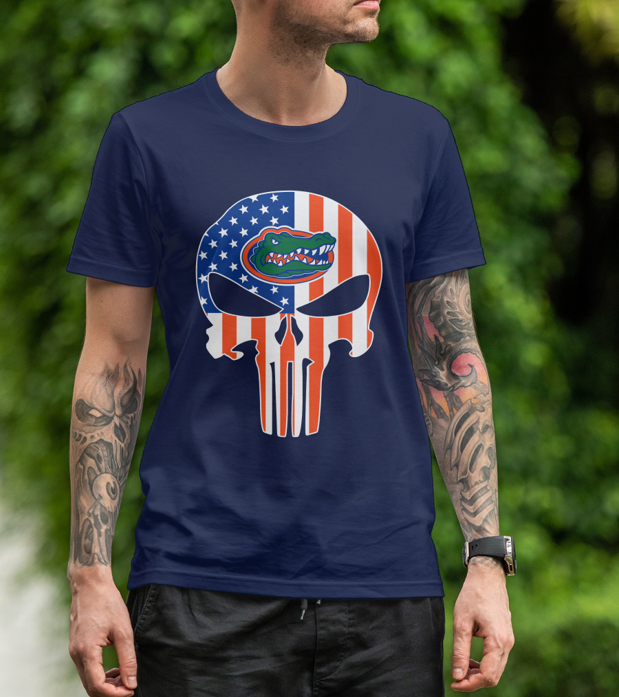 Florida Gators The Punisher American Flag Skull T-Shirt