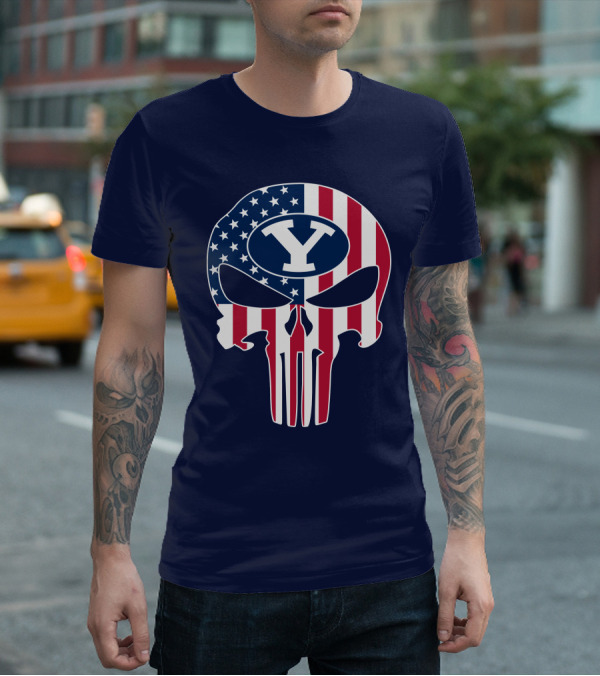 Byu Cougars The Punisher American Skull Y T-Shirt