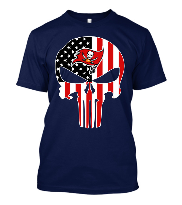 Tampa Bay Buccaneers American Flag Punisher Skull T-Shirt