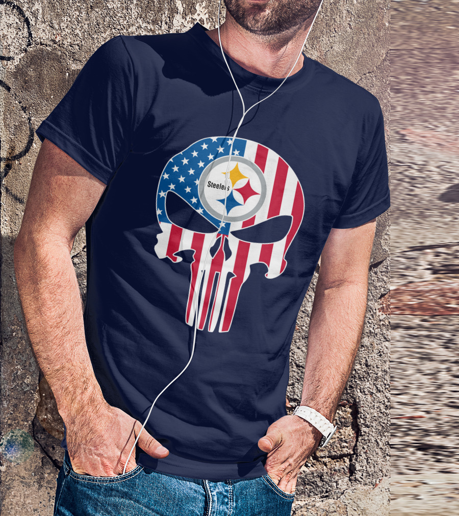 Pittsburgh Steelers The Punisher American Flag T-Shirt