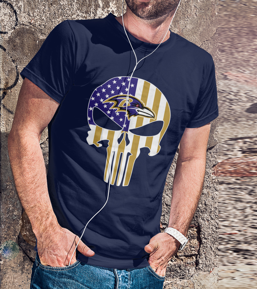 Baltimore Ravens Punisher American Flag T-Shirt