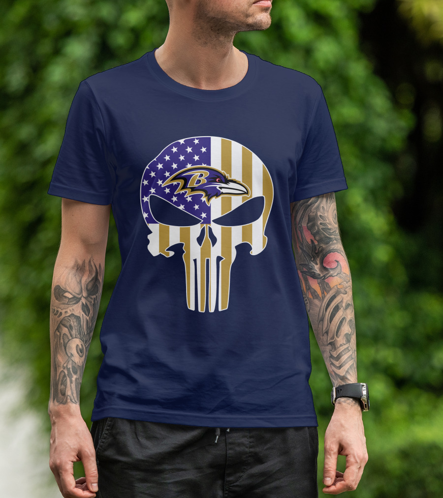 Baltimore Ravens Punisher American Flag T-Shirt