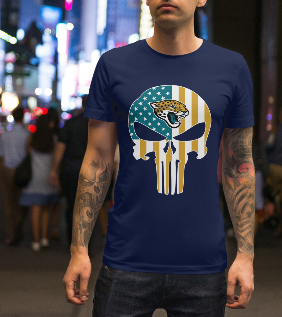 Jacksonville Jaguars The Punisher American Flag Logo 18 T-Shirt