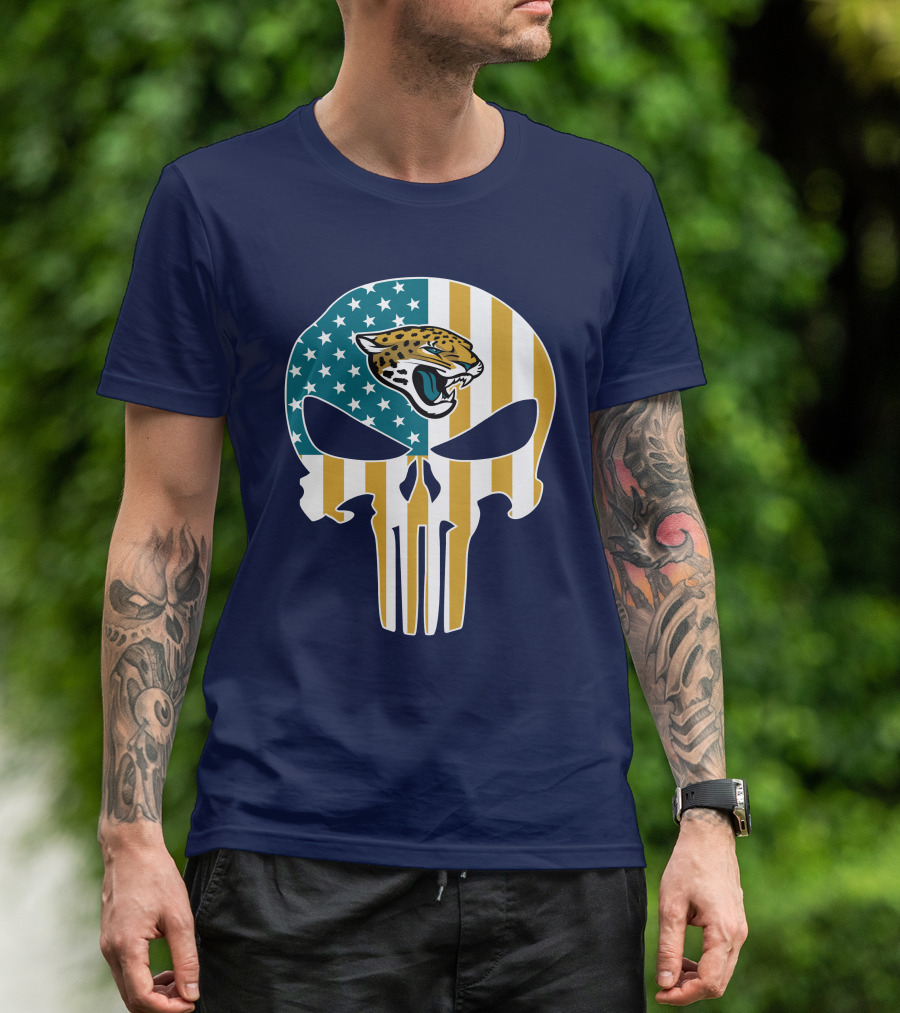 Jacksonville Jaguars The Punisher American Flag Logo 18 T-Shirt