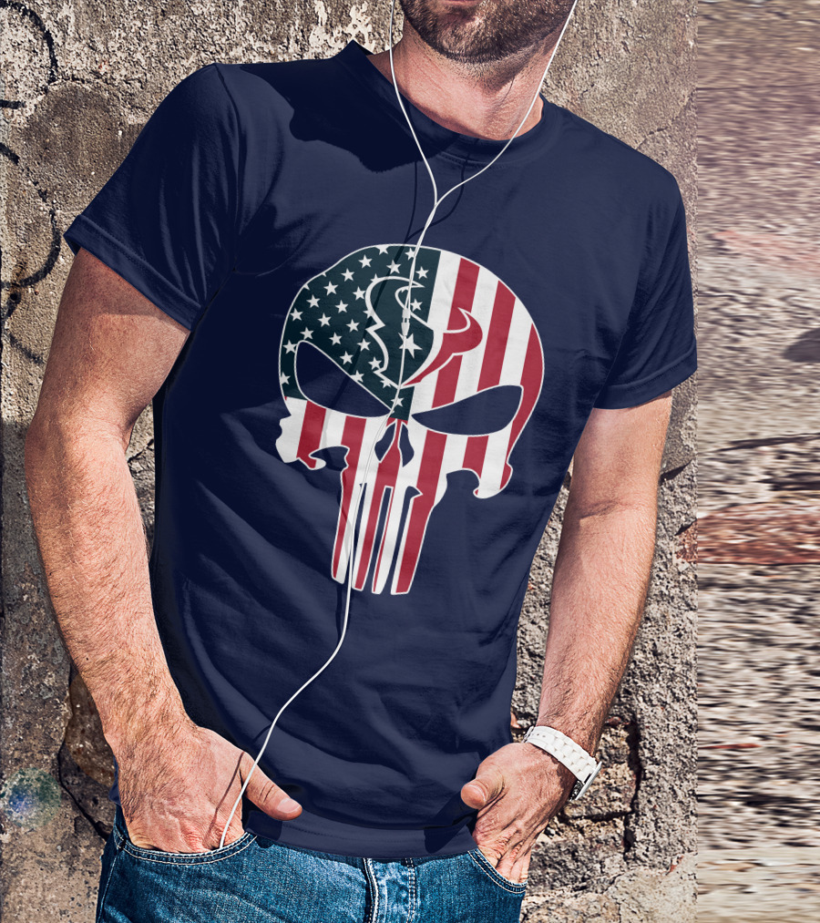 Houston Texans The Punisher American Flag T-Shirt