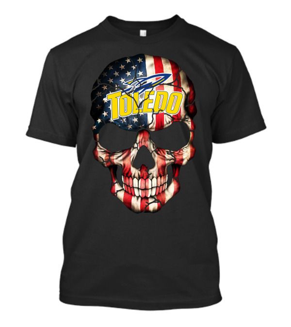 Toledo Rockets Usa Flag Skull T-Shirt