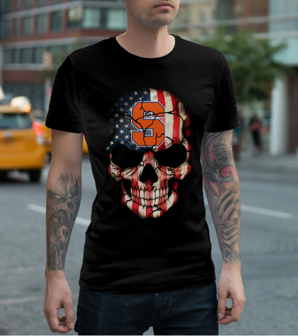 Syracuse Orange Skull American Flag T-Shirt