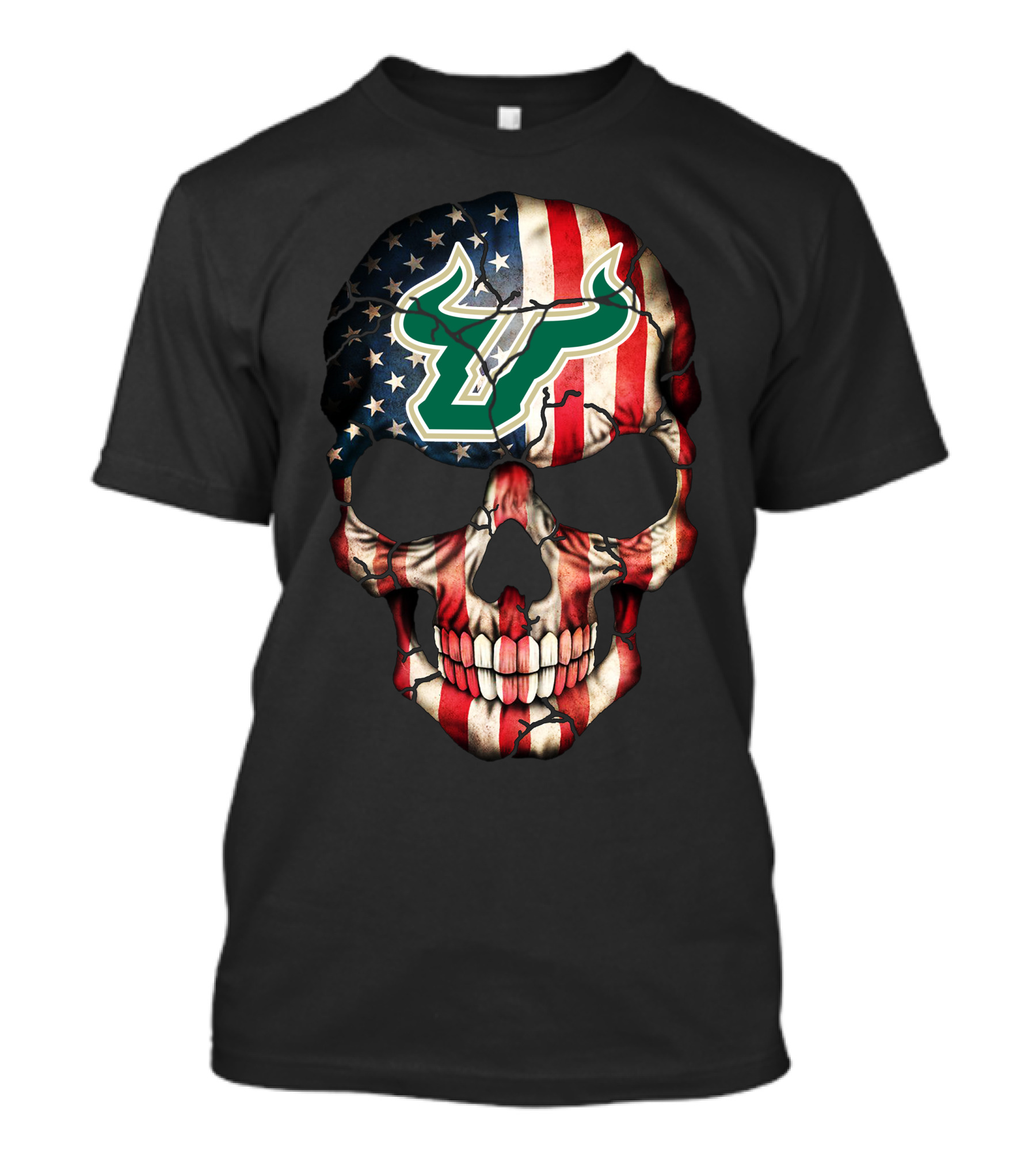 South Florida Bulls American Flag Skull T-Shirt