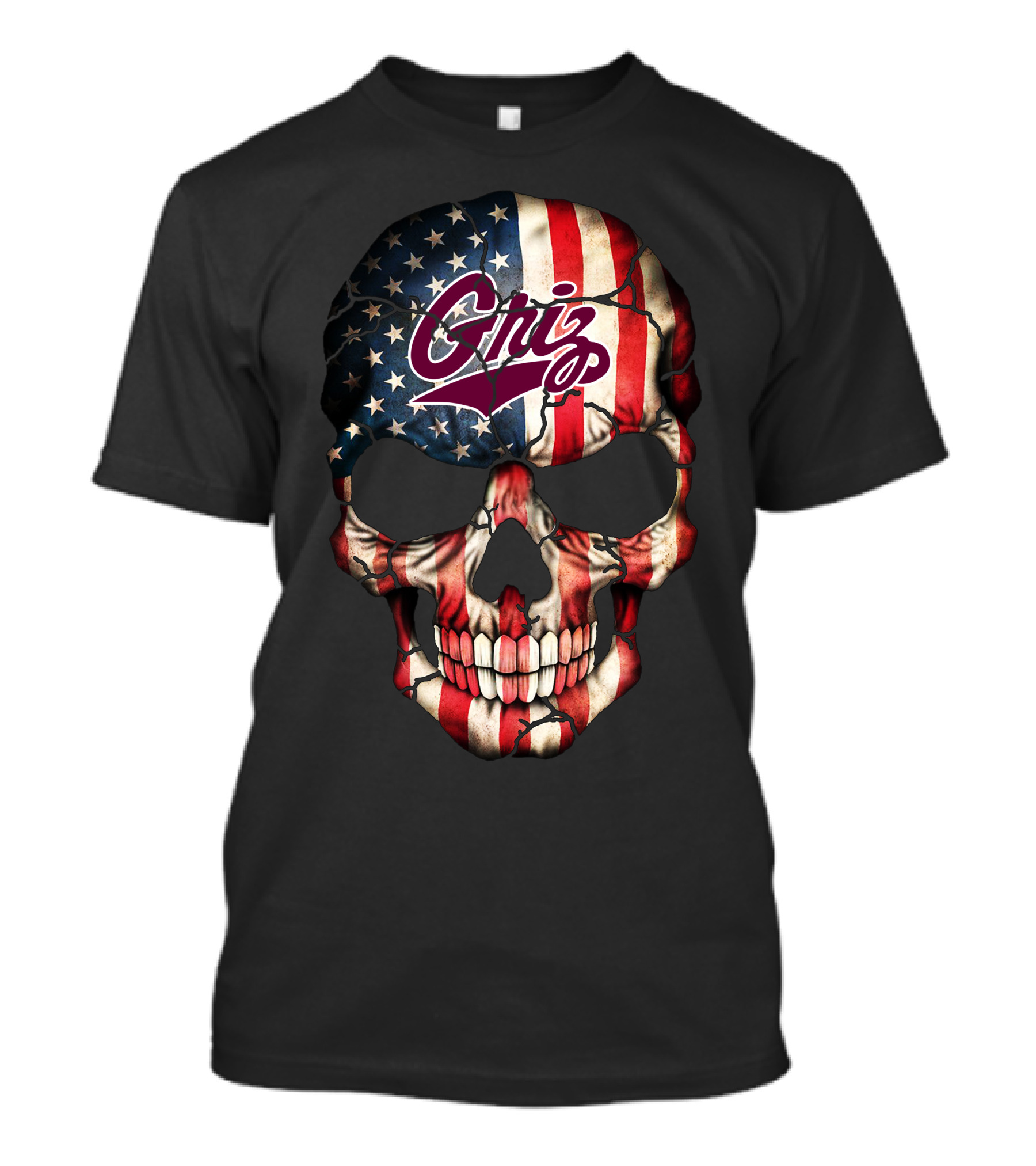 Griz American Flag Skull '63 Montana Grizzlies T-Shirt