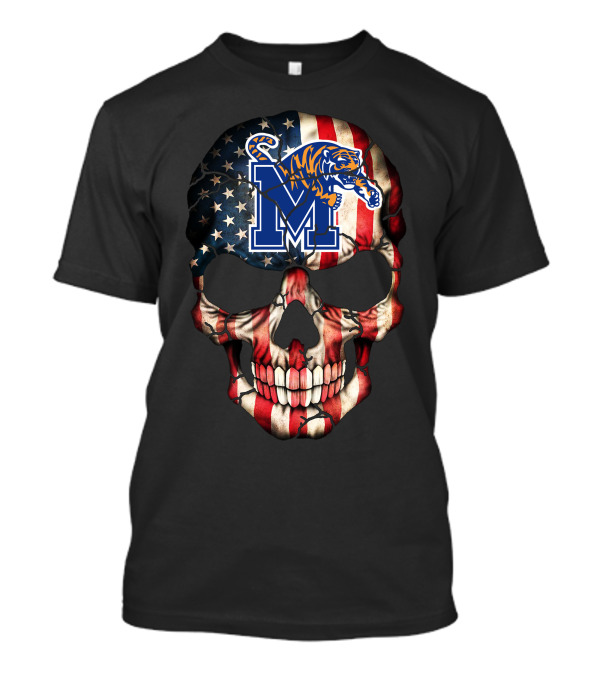 Memphis Tigers American Flag Skull T-Shirt