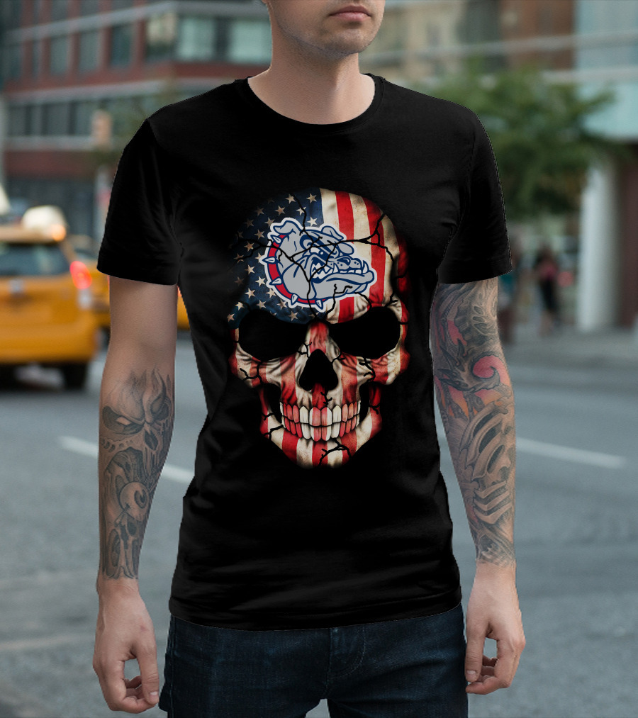 Gonzaga Bulldogs American Flag Skull T-Shirt