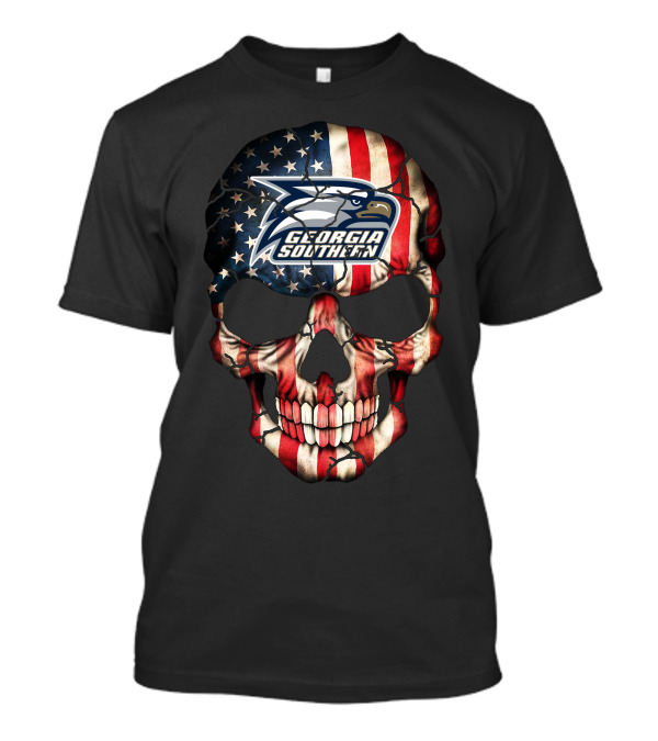 Georgia Southern Eagles American Flag Skull T-Shirt
