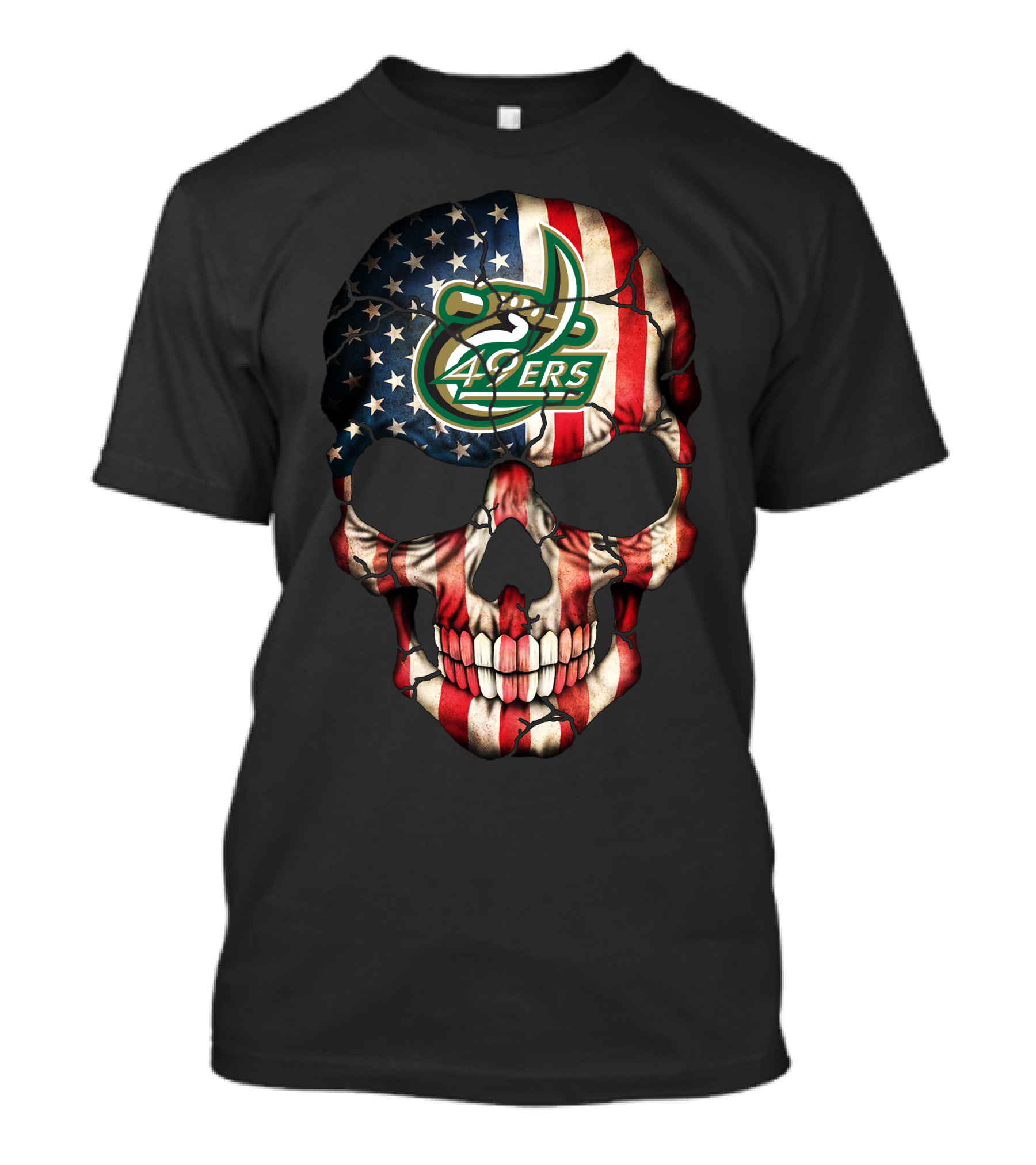 Charlotte 49ers American Flag Skull T-Shirt