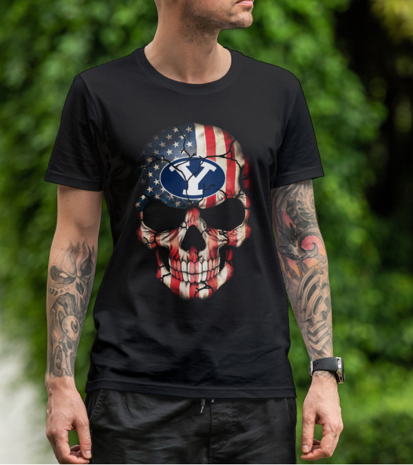 Byu Cougars Skull American Flag T-Shirt