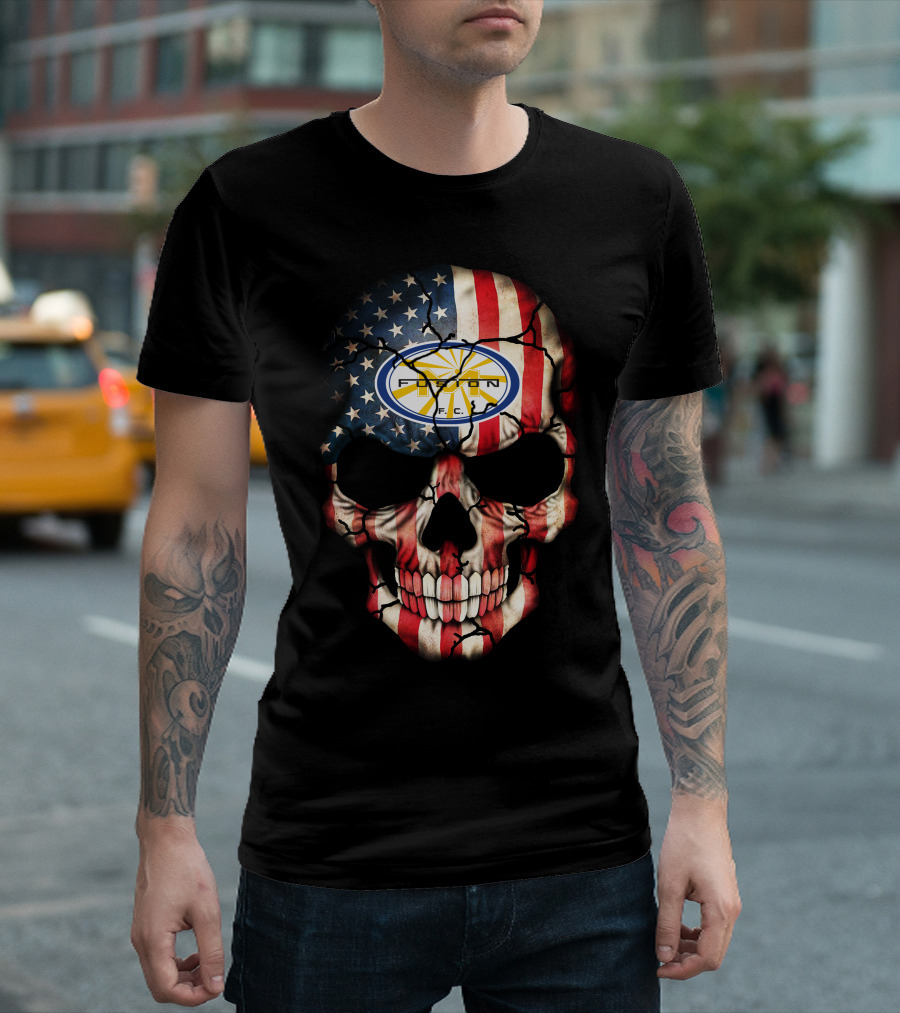 Miami Fusion F.c. Skull American Flag T-Shirt