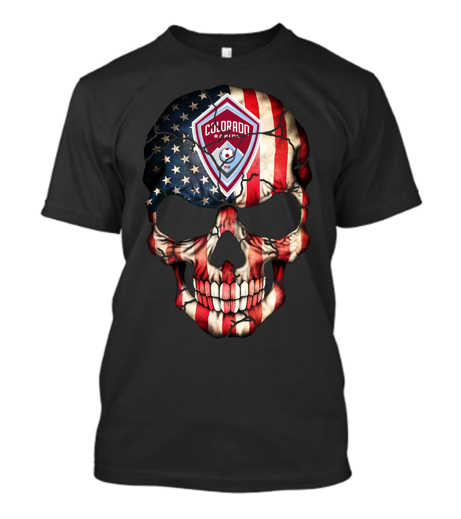 Colorado Rapids 96 Skull American Flag T-Shirt
