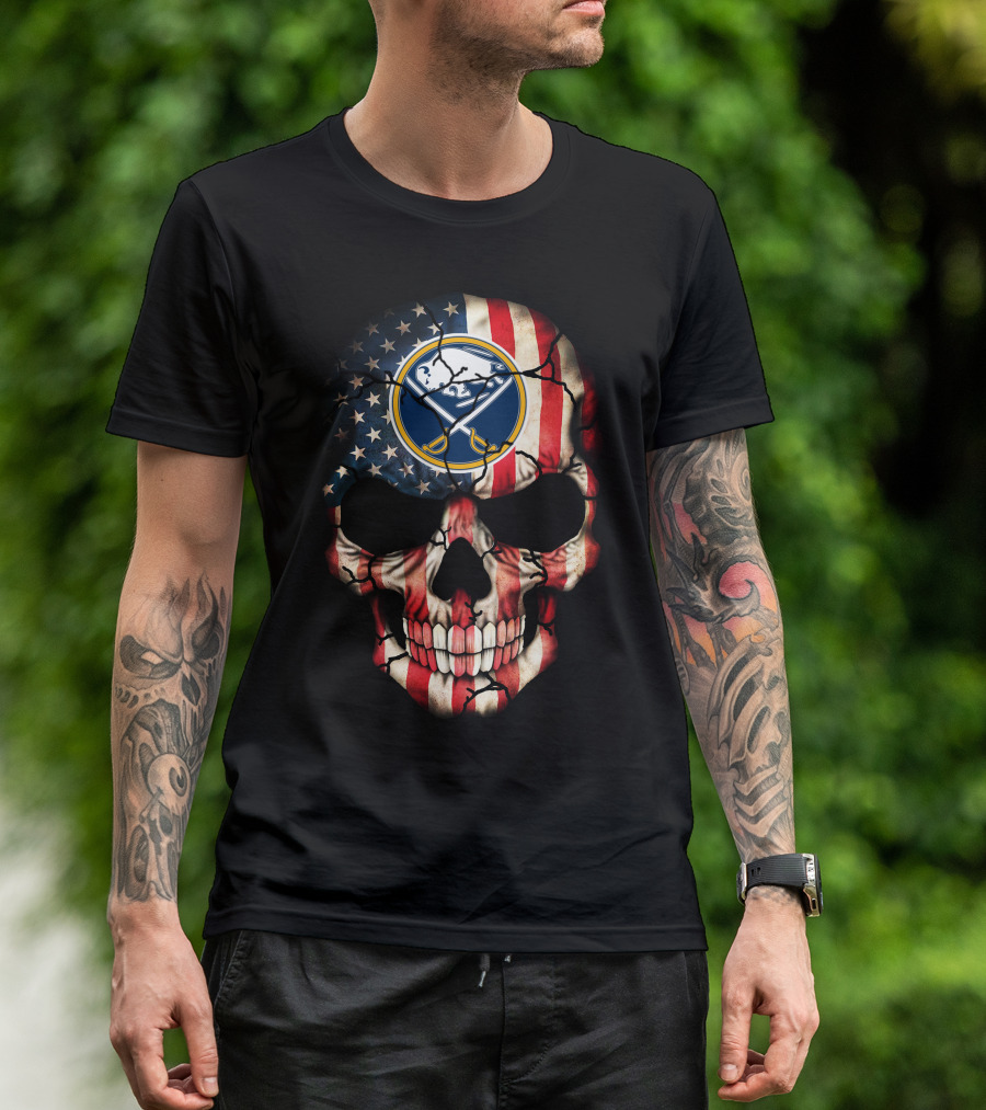 Buffalo Sabres American Flag Skull T-Shirt