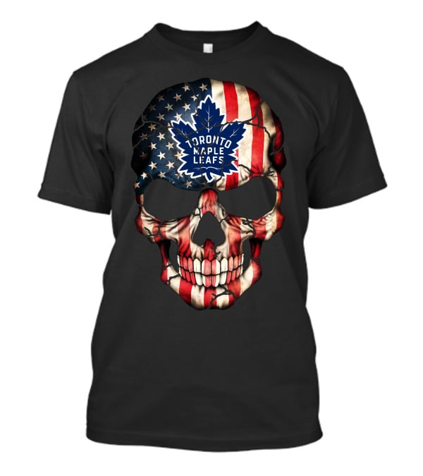 Toronto Maple Leafs American Flag Skull T-Shirt