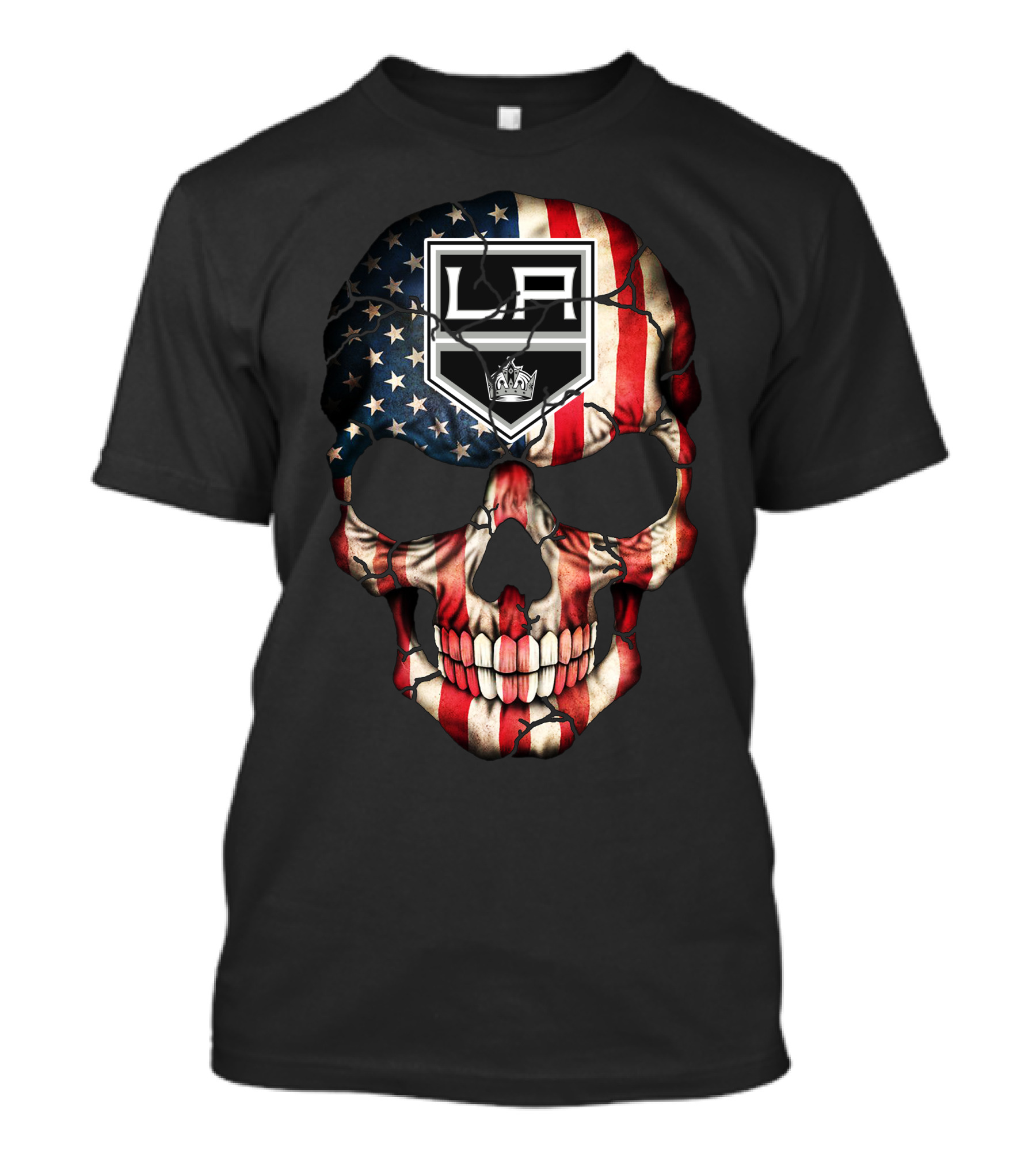 La Kings American Flag Skull Design 173 T-Shirt