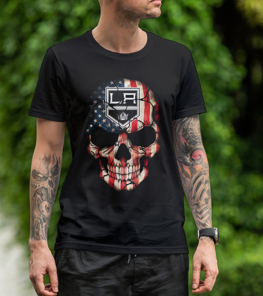 La Kings American Flag Skull Design 173 T-Shirt